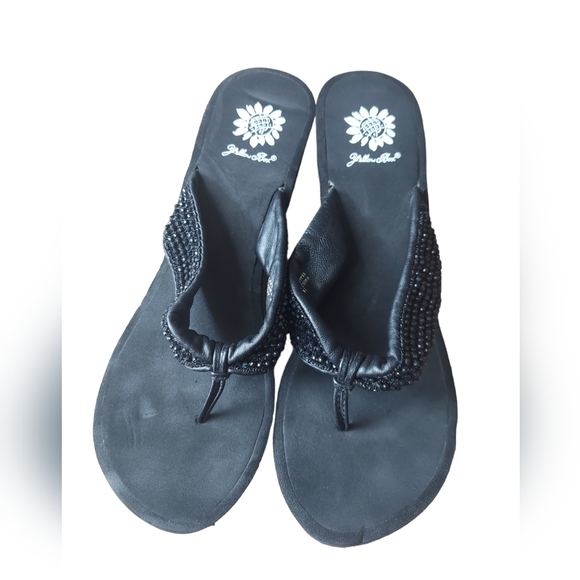 Yellow Box Shoes 85 Yellow Box Wedged Flip Flop Black Sandal Poshmark